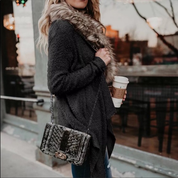 Sherpa Faux Fur Fuzzy Waterfall Cardigan Sweater - Picture 3 of 8